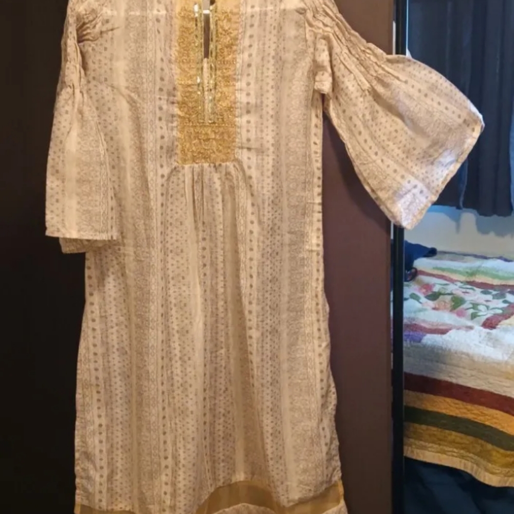 Women's Indian Kurti Kameez Kurta Pakistani Cotton Dress NWOT SZ Med Floral Prin